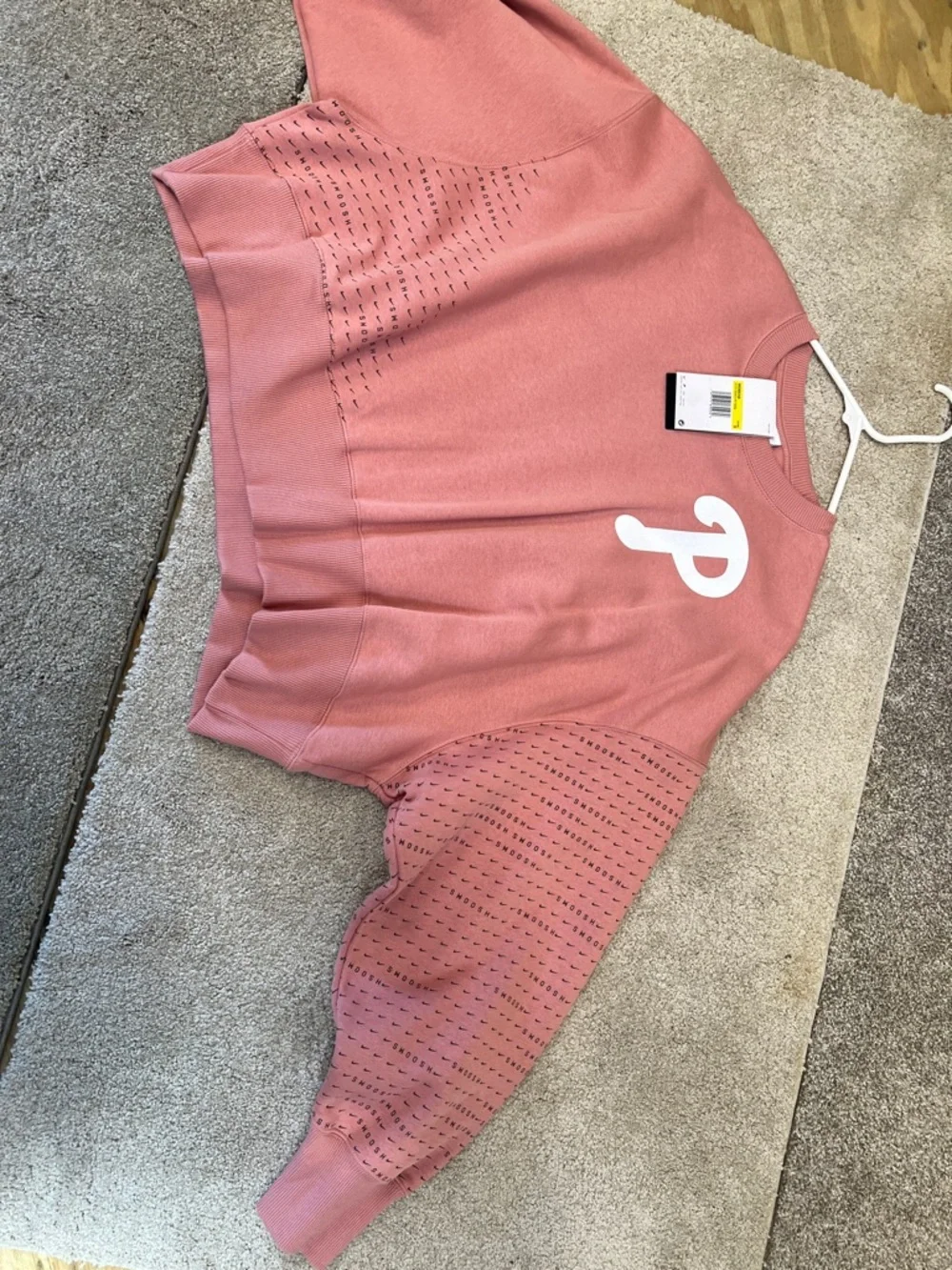 Nike Pink Dusty Rose Pullover Sweatshirt with White 'P' - Picture 3 of 7